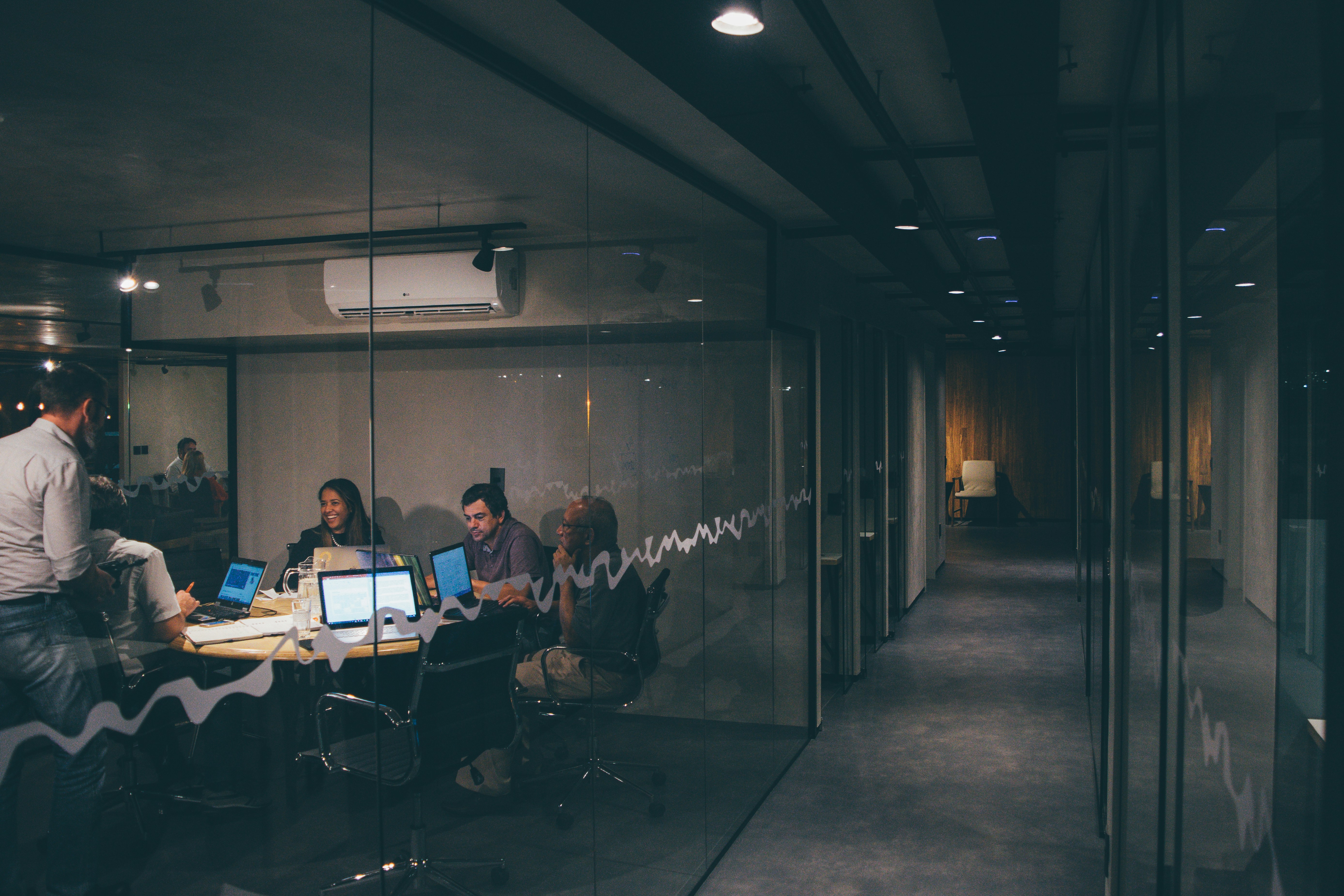 Team collaborating on technology strategy in a modern office